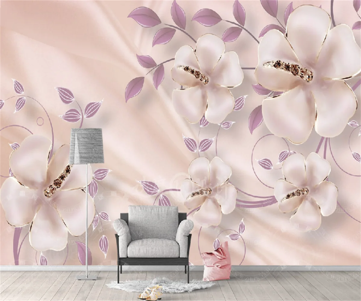 

Custom 3D Wallpaper Jewelry Emboss Stereoscopic Elegant Lily Jewelry Pattern wall decoration painting 3d wallpaper mural