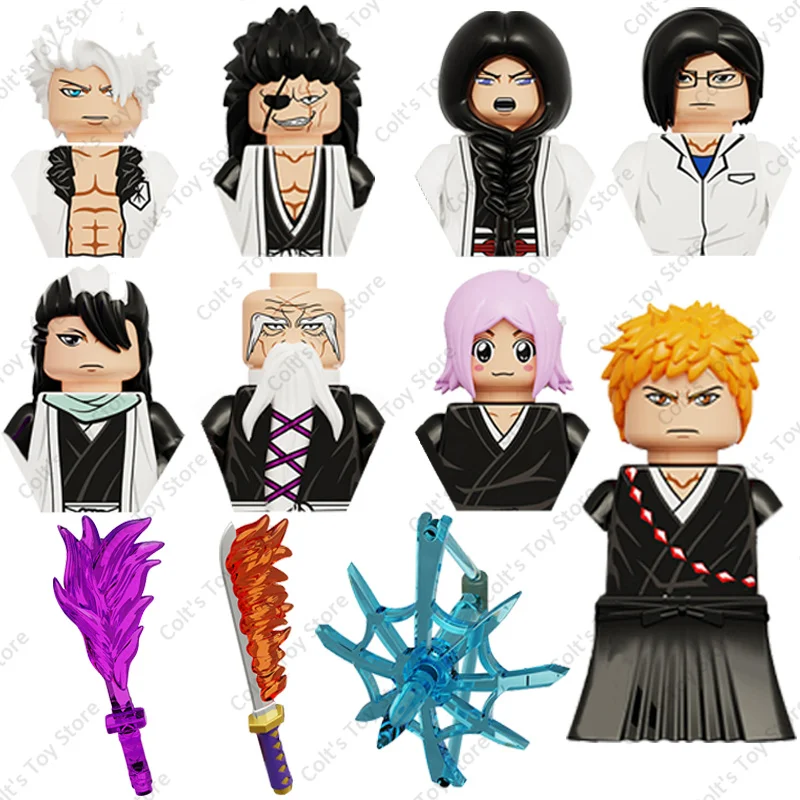 2023 BLEACH Mini Action Figures Classic Anime Building Blocks Bricks Kurosaki Ichigo Cartoon Doll Model Assembling Toys Kid Gift