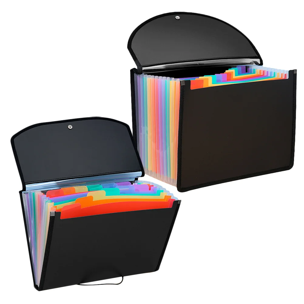 

2pcs Pvc File Folder Portable Lightweight Document Organizer For Papers Receipts Business Cards Tickets Expanding File Storage