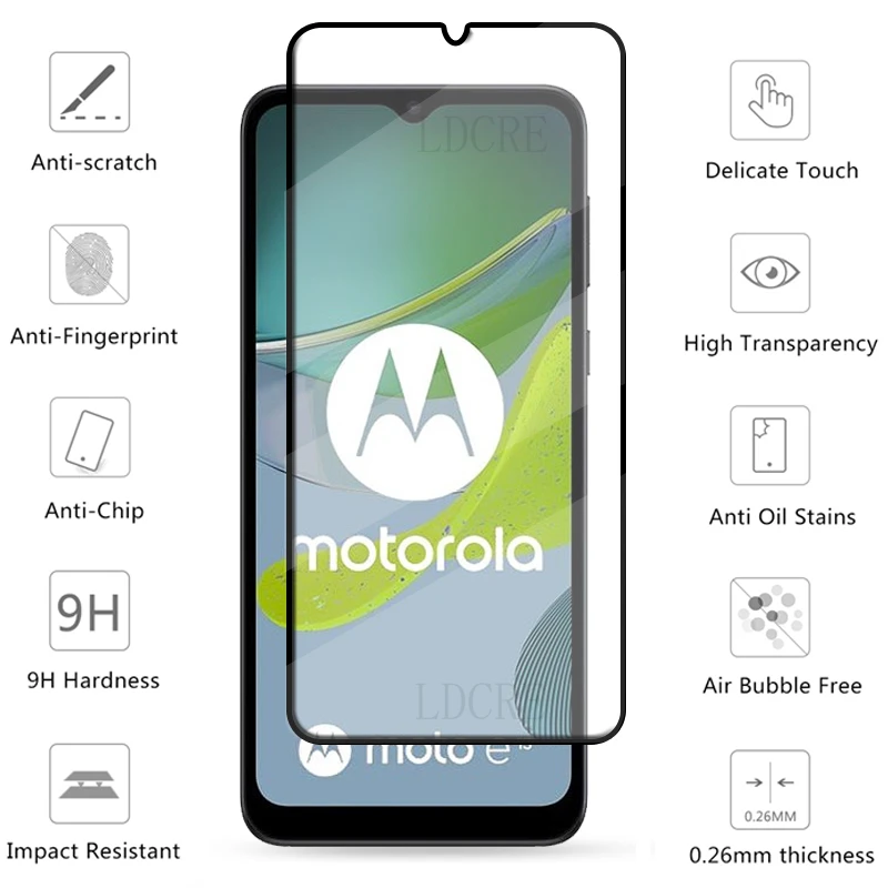 4-in-1 For Motoroal Moto E13 Glass For Moto E13 Tempered Glass 9H Full Glue Cover Screen Protector For Moto E 13 E13 Lens Glass