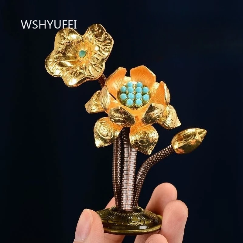 Duoma Food Ornament Alloy Painted Pastry and Butter Flower Decoration Buddhist Temple Enshrines Colorful Pearl Inlaid Ornaments