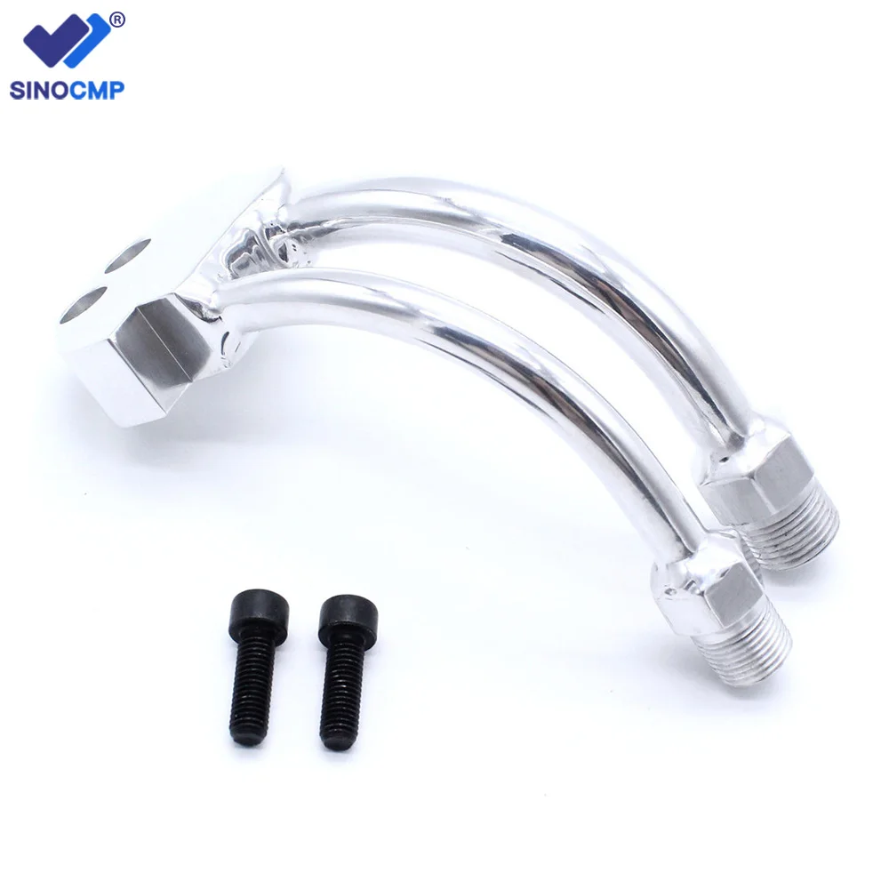 

A/C Compressor Curved Manifold Compatible for Sanden SD7B10 7176 SD7 Style Chrome