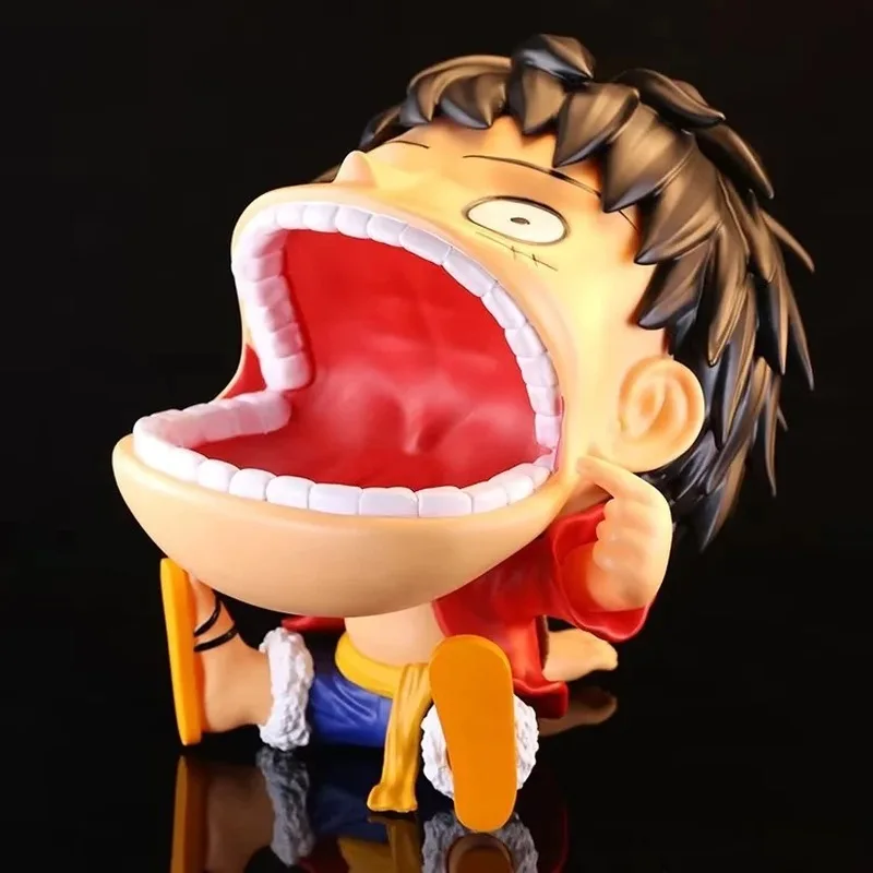 Nova uma peça anime postura sentada boca grande luffy figuras de ação desktop ornamento itens armazenamento modelo boneca presente surpresa