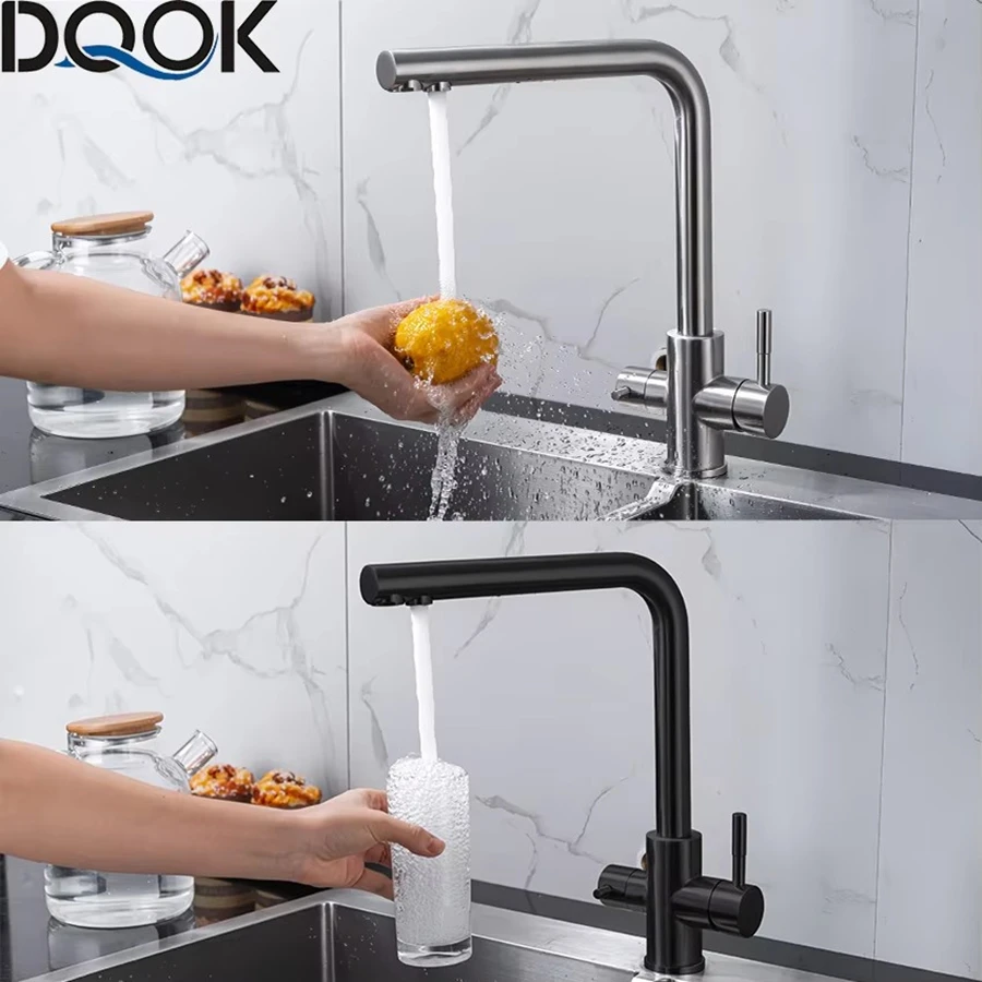 Black Filtered Kitchen Faucet Water Filter Kitchen Faucets Filter Faucet Mixer Water Purification Water Drinking Water Taps