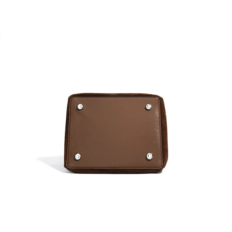 Luxury Suede Leather Crossbody Shoulder Bag,High Quality Shopper Basket Bucket Bag,Trendy Classic Women\'s Vintage Brown Handbag