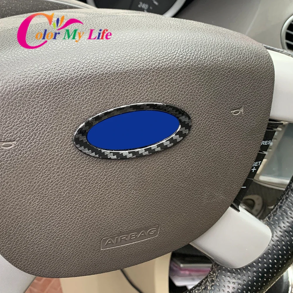 Car Steering Wheel Panel Logo Circle Sequins Trim Sticker for Ford Fiesta 2009-2015 Ecosport 2012-2017 Focus 2 MK2 2005-2011