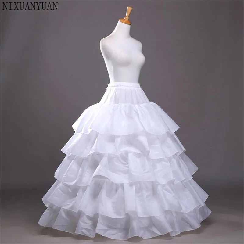 4 ห่วง 5 ชั้น Ball Gown Petticoats สีดำ Petticoat Crinoline กระโปรง Big Ruffle อุปกรณ์จัดงานแต่งงาน Tulle Underskirts