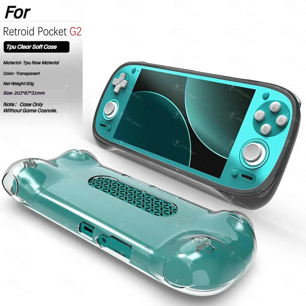 2IN1 For Retroid Pocket G2 TPU Case Soft Grip Wear-Resistant Waterproof  Anti Drop Game Console Protective Cover Grip
