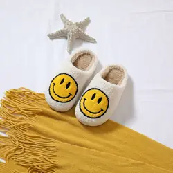 Nuova versione coreana delle pantofole in cotone smiley dei cartoni animati genitore-figlio bambini calde pantofole in cotone peluche per bambini casa antiscivolo thi