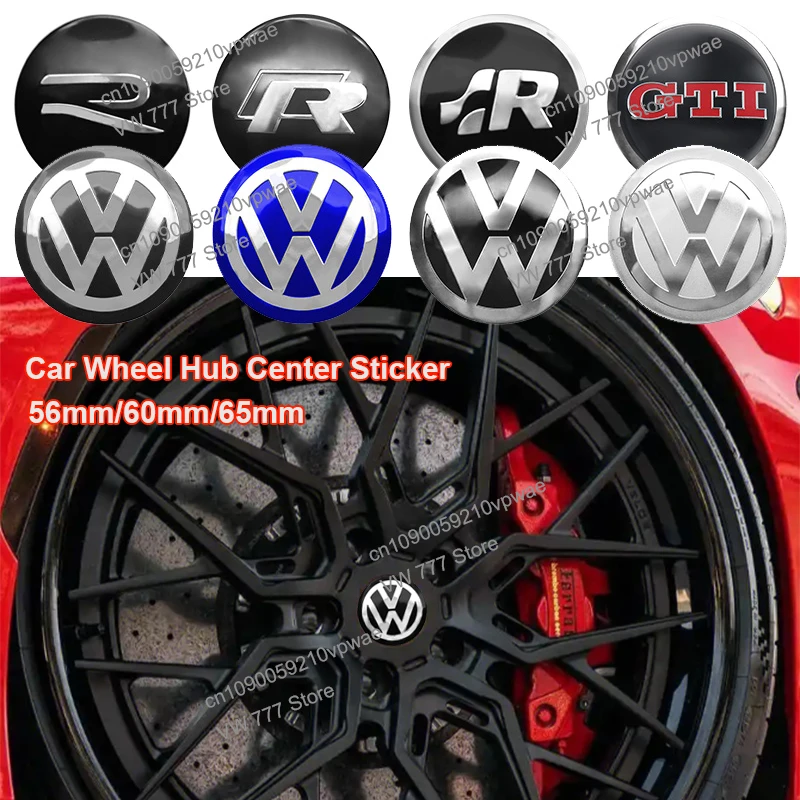 56/60/65mm For Volkswagen VW Golf 4 MK7 Tiguan GTI Rline Bora Polo B6 Car Tire Center Hub Cap Badge Car Modification Accessories