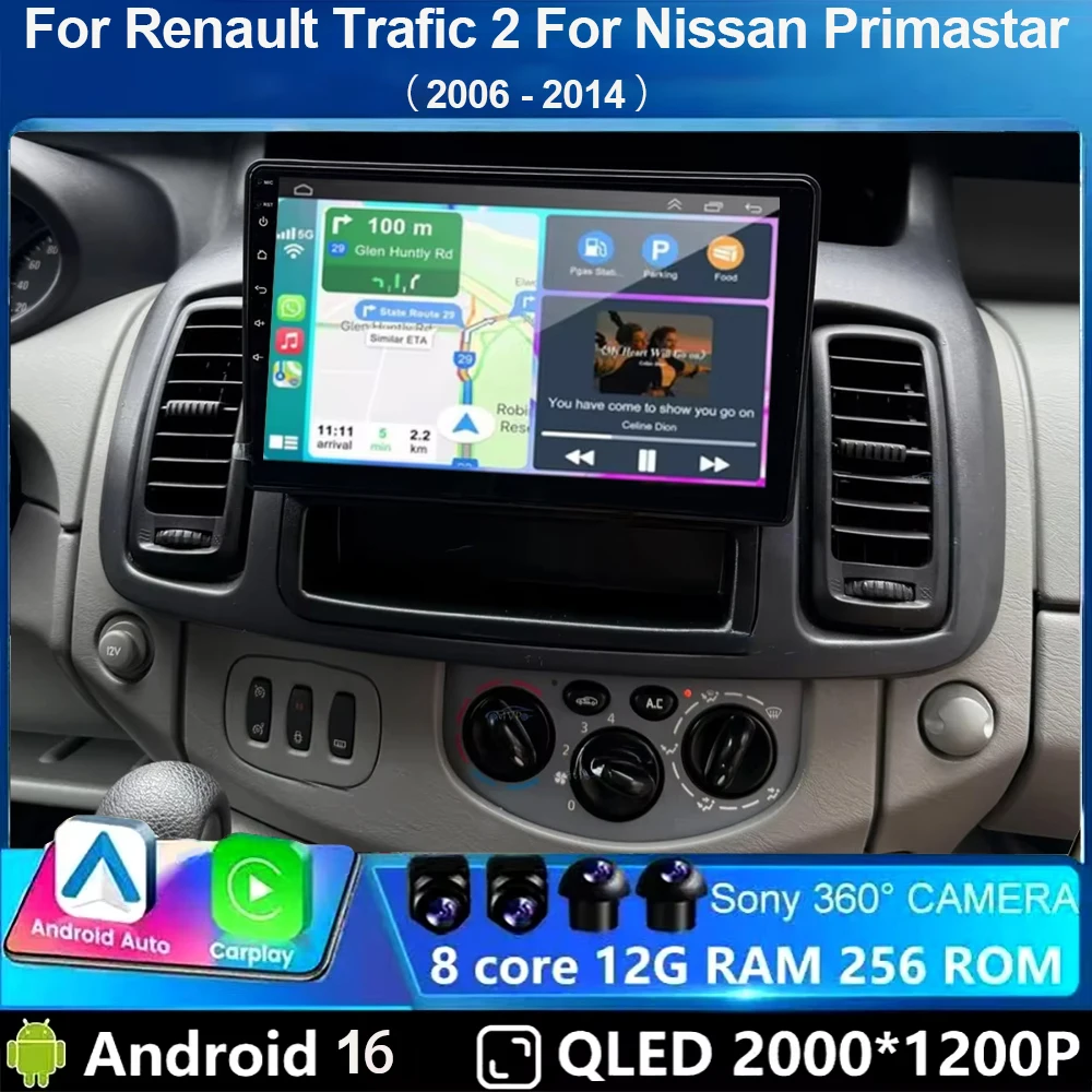 Car Radio Android 16 For Renault Trafic 2 For Nissan Primastar 2006 - 2014 Multimedia Video Player Navigation GPS
