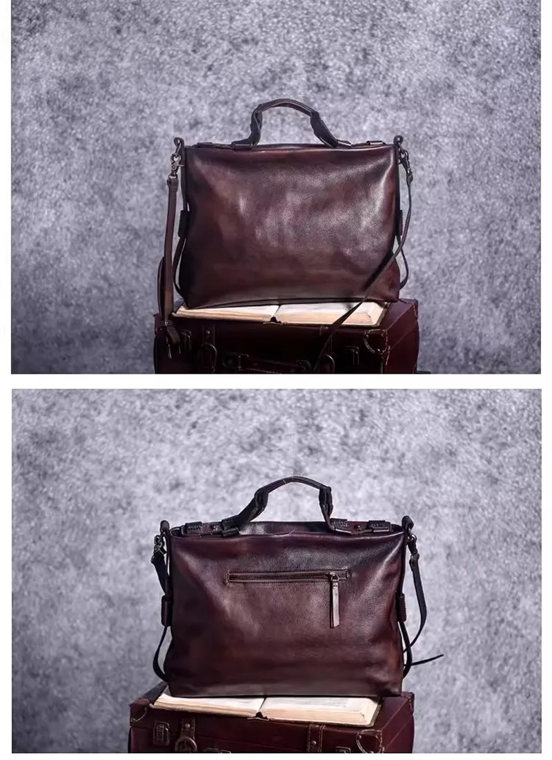 PNDME Designer Vintage Echtleder Aktentasche für Damen und Herren, Organizer, Luxus Rindsleder Arbeitstasche, Laptop-Messenger-Tasche, Handtasche – Detail 13