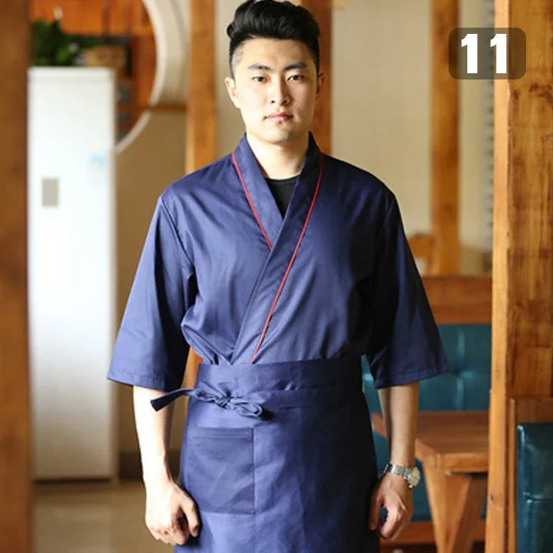 Uniforme de cuisinier unisexe de Style japonais et coréen, chemises, Kimono, vêtements de travail de serveur, hauts de Chef Sushi, salopette de Restaurant, vestes de travail de serveur