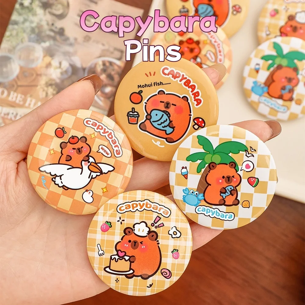 Capybara Pins Animal Badges with Safety Back Clasp Student Reward Incentives School Bag Decorations Small Gift Ideas Pins