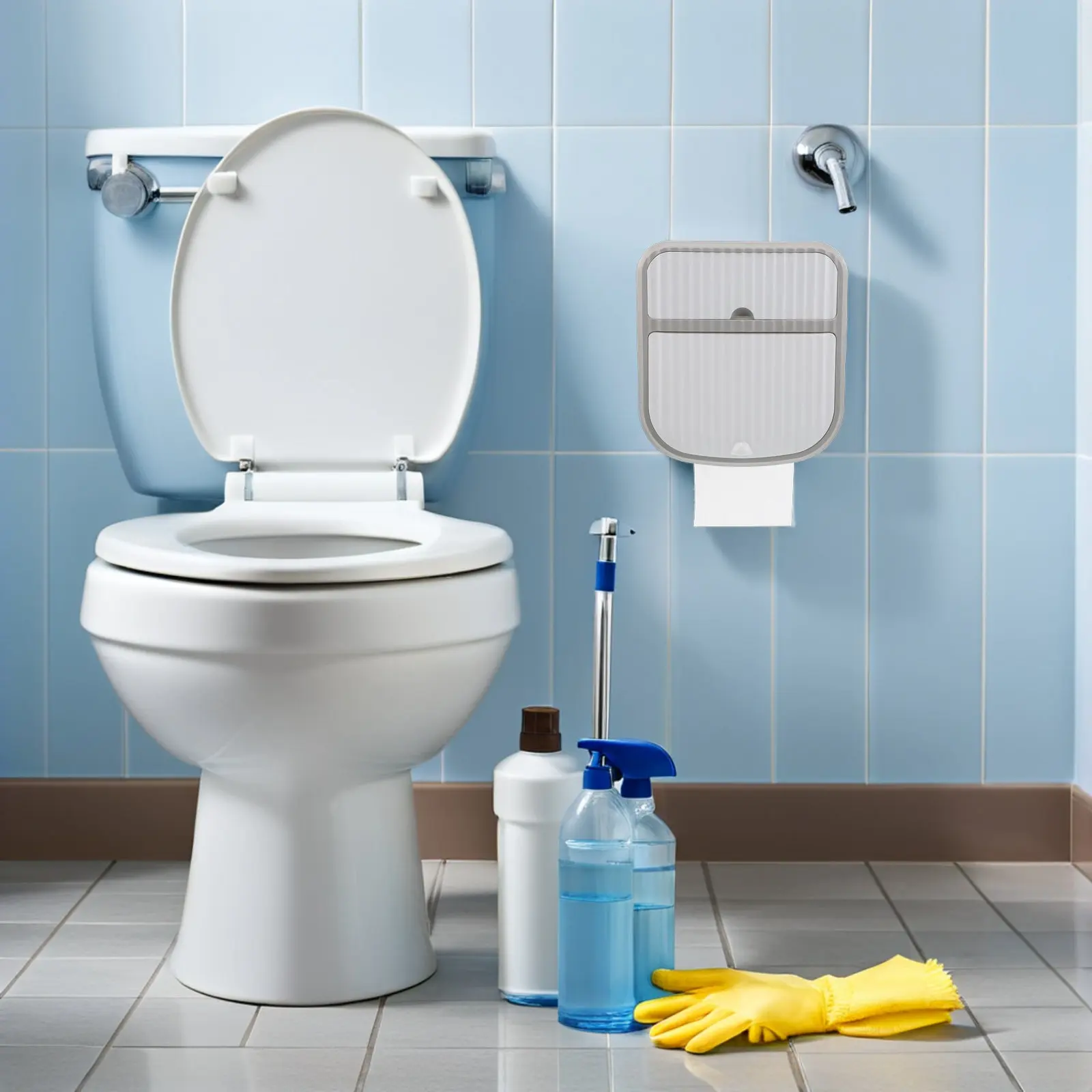 Waterproof Wall Mount Tissue Box Holder for Bathroom Compact Dual Layer Tissue Dispenser Modern Sleek Design Quick Wipe