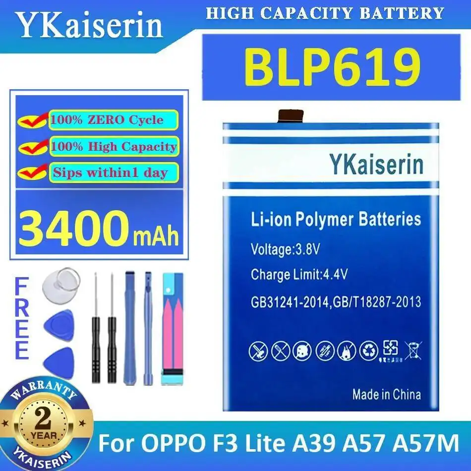 

For Oppo F3 Lite A39 A57 A57M Lightweight High-Efficiency BLP619 3400Mah Mobile Phone Battery