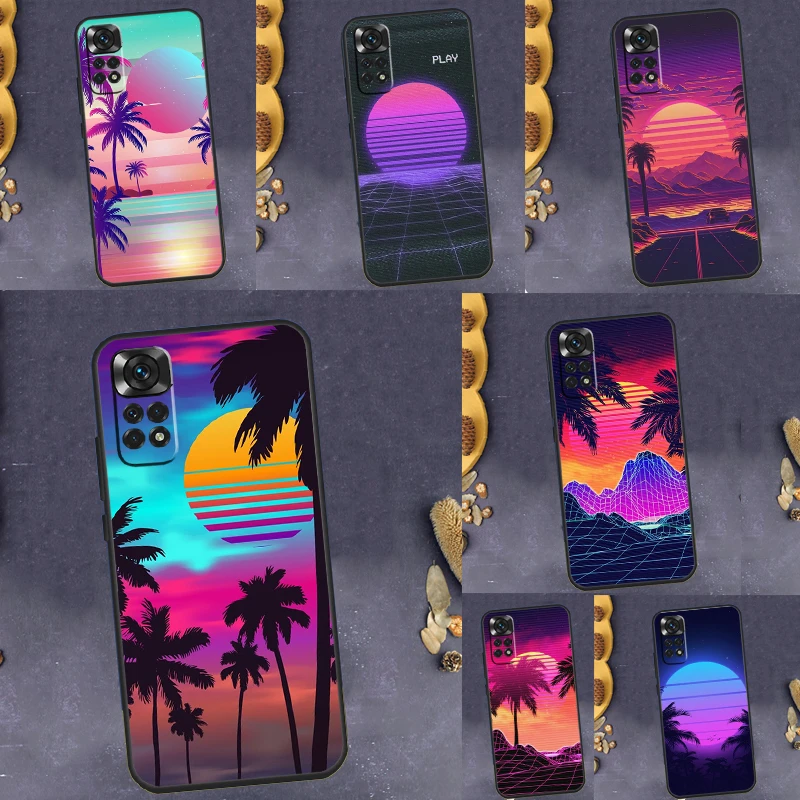 Hot Synthwave Retro 80s Neon Case For Xiaomi Redmi Note 11 10 9 8 12 Pro Plus 12S 11S 10S 9S Cover For Redmi 12C 10C 9C