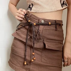 짠 허리띠, 심플하고 다재다능한 에스닉 허리 로프, 비즈 술 장식, 스커트 허리 체인, 빈티지 드레스, 새로운 스타일