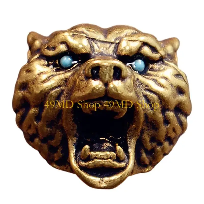 49MD Brass Leopard Head Beads for Creative DIY and Crafting Lanyard Activity