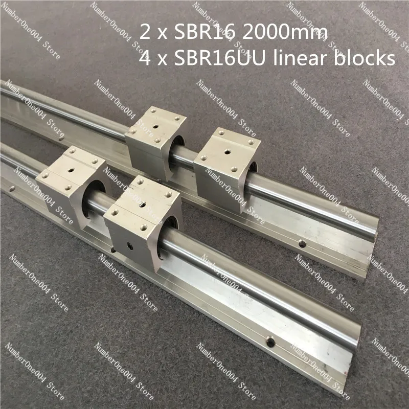 2set  SBR16 2000mm support rail linear guide + 4pcs SBR16UU linear blocks beairng for CNC  linear rail