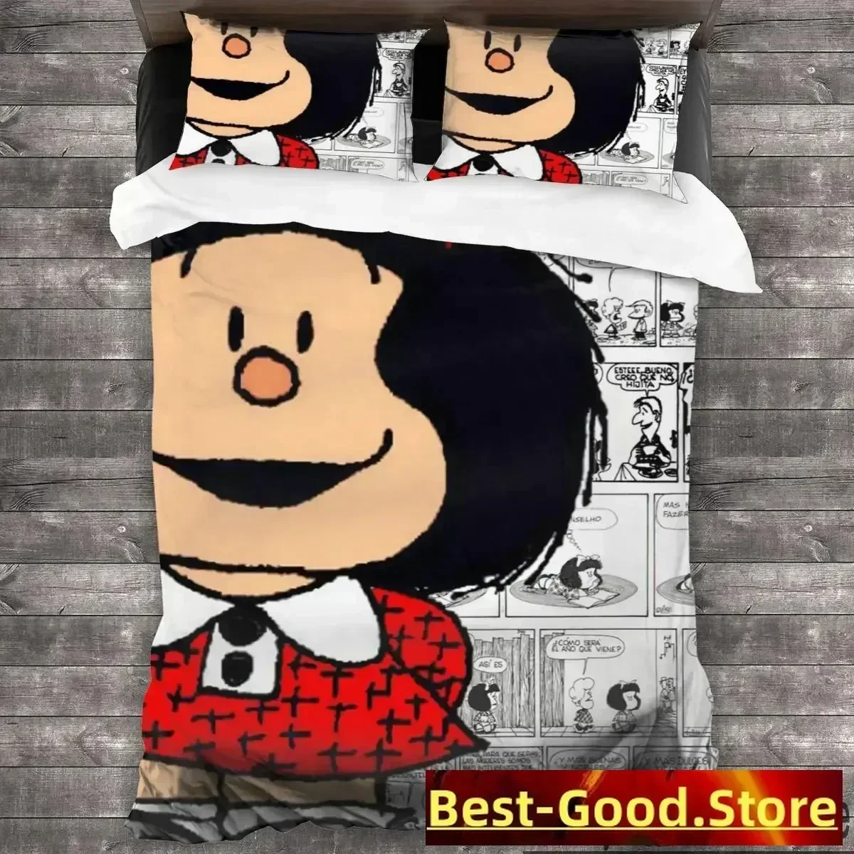 

Anime Mafalda Cartoon Collage Bedding Set Duvet Cover Sheet Printed Bed Set Pillowcase Full Queen King Size Comforter Bedroom