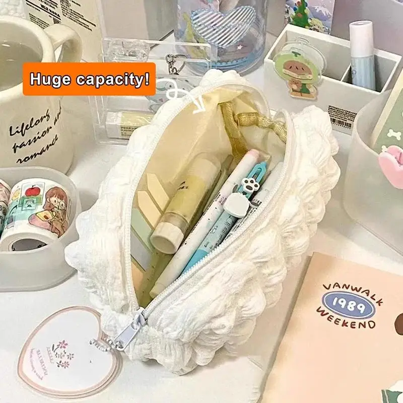 Niedliches Federmäppchen in Form eines Crêpe-Puffs, Schultasche für Schreibwaren, Federmäppchen mit Reißverschluss für Mädchen und Kinder, Kawaii-Stifthalter und Organizer. – Detail 6