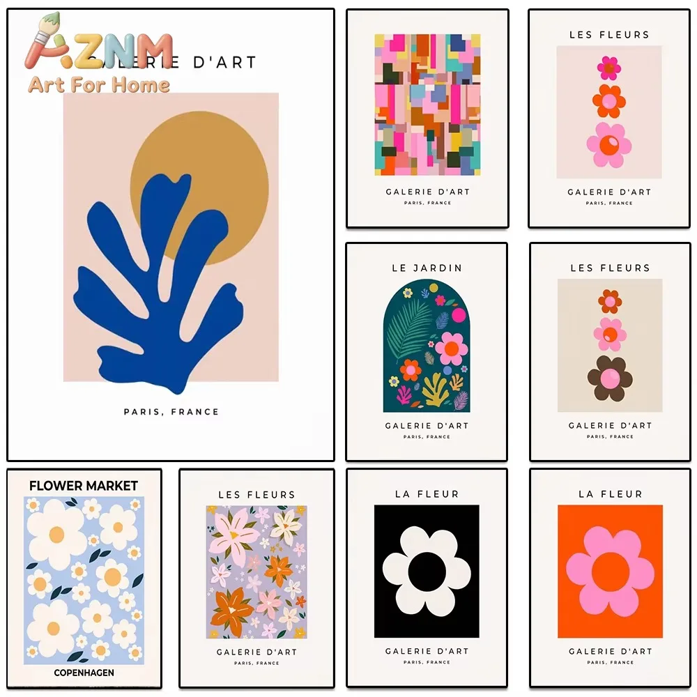 

1pc Abstract Simple Pattern Colorful Floral Canvas Painting Modern Nordic Aesthetic Wall Poster Print Living Room Home Decor