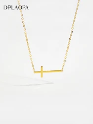 DPLAOPA 925 Sterling Silver Gold Cross Necklace Choker Gift for Her Protection Birthday Gift Religious Jewelry Holy Communion
