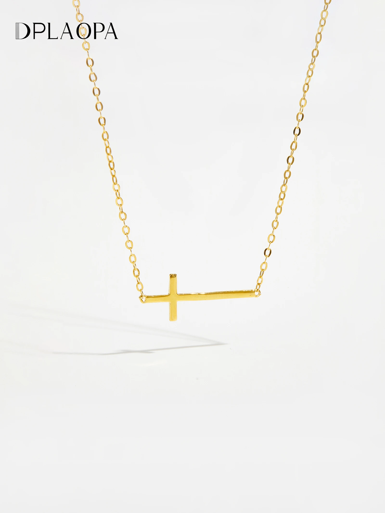 DPLAOPA 925 Sterling Silver Gold Cross Necklace Choker Gift for Her Protection Birthday Gift Religious Jewelry Holy Communion