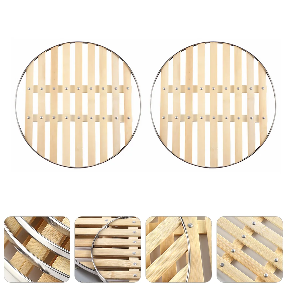 

2 Pcs Bamboo Steamer Steaming Rack Kitchen Supplies Baking Holder Pot Cooking Utensils Round Stainless Steel Household Food