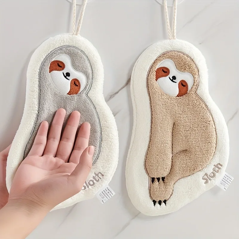 1pc Cute Sloth Pattern Hanging Towel for Kids - Quick-Drying, Absorbent, and Soft - Perfect for Bathroom Accessories