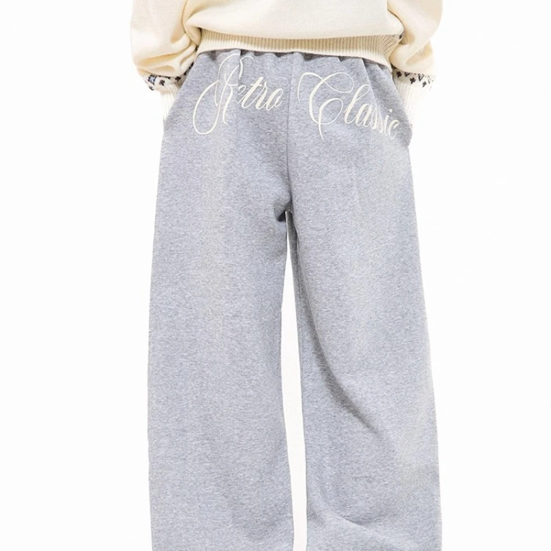 American Retro Star Print Wide-Leg Women's Casual Pants 2025 Autumn New Loose Slimming Versatile Straight-Leg Sweatpants Ladies