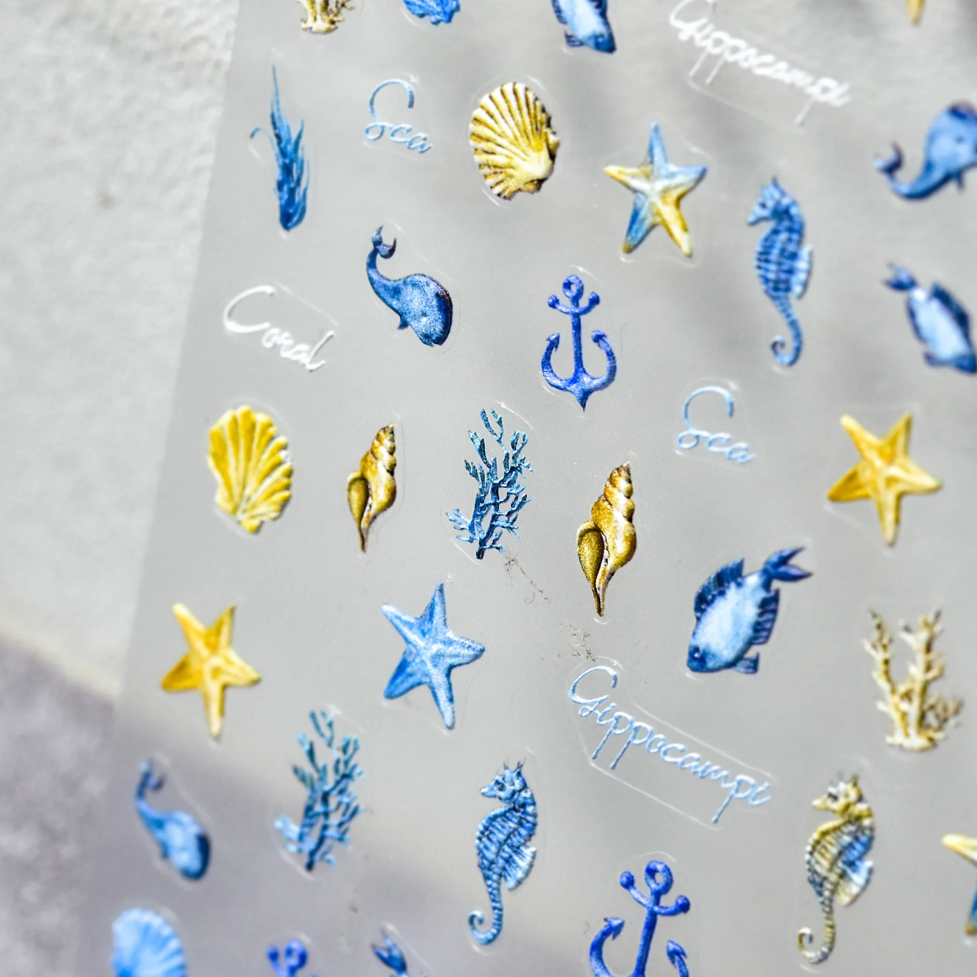 1pcs Ocean Nail Art Stickers 5D Summer Starfish Seashell Nail Decals Decoration Parts Y2K Embossed Nail Supplies Manicure Slider
