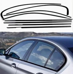 Black Steel Window Molding Frame Strips Trim Cover For BMW 5 Series G30 2018-2023