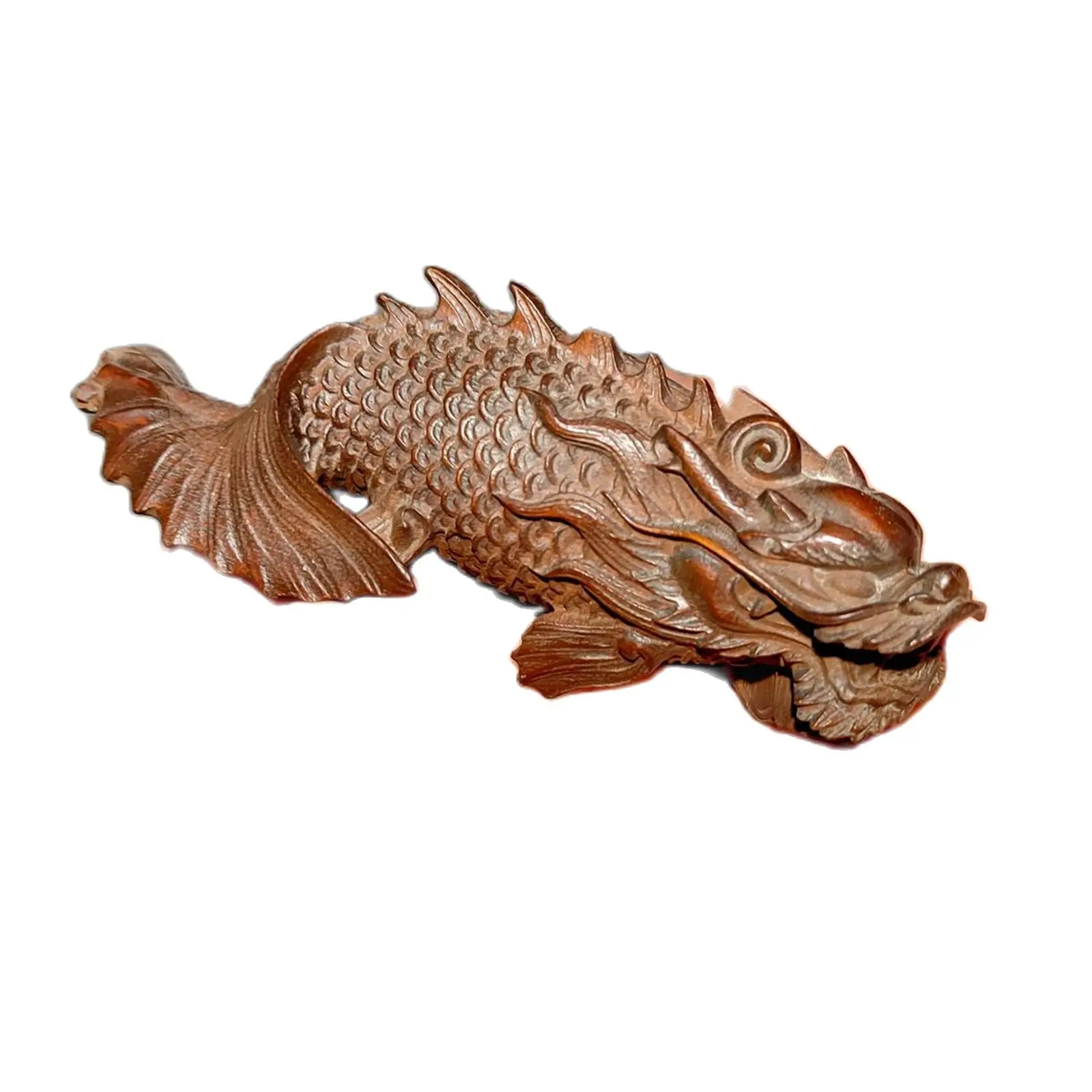 

vintage carved wood wooden dragon statue fish figurines small figurines gift art