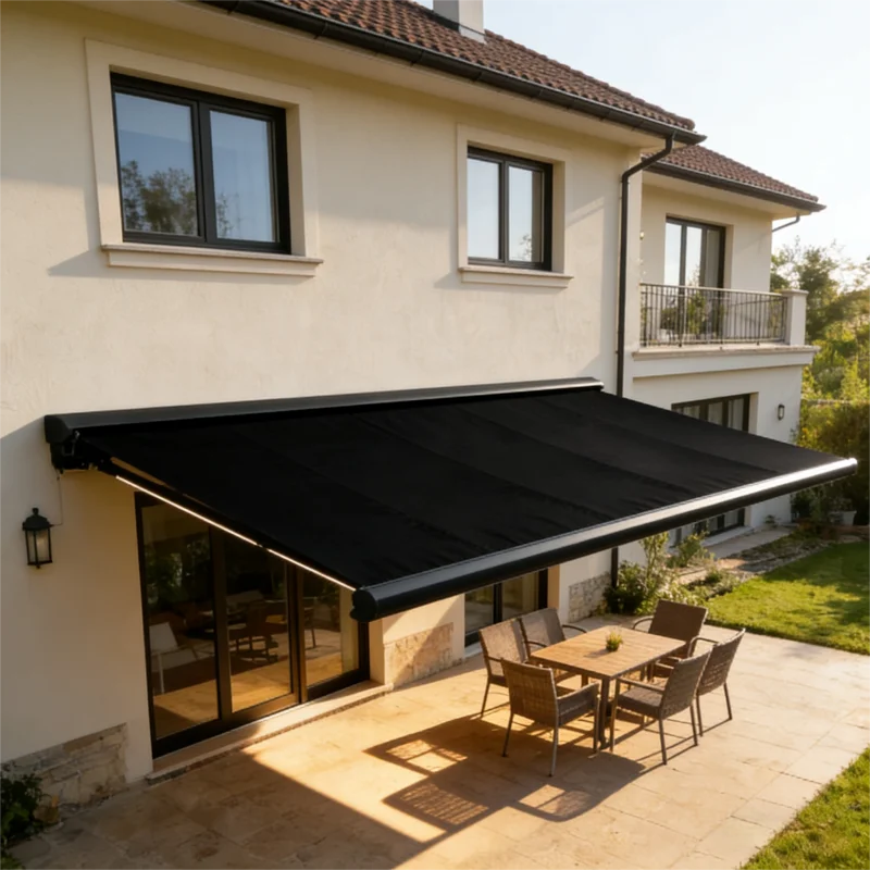 5X4M 5X3.5M 5X3M 5X2.5M 5X2M 5X1.5M Electric Retractable Awning 5M Folding Arm Awning Motorized Sun Shade for Garden Villa Patio