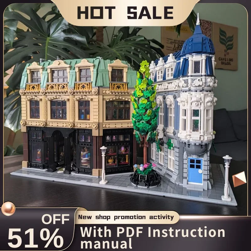 

New 10507Pcs City Hot Selling Street View Moc Modular Old Distric Model Building Blocks Diy Creative Ideas Kid Toy Birthday Gift