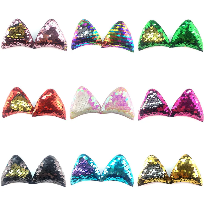 

6cm Reversible Sequins Cat Ears Headwear Clothing Accessories Diy Wholesale 1000 Pcs