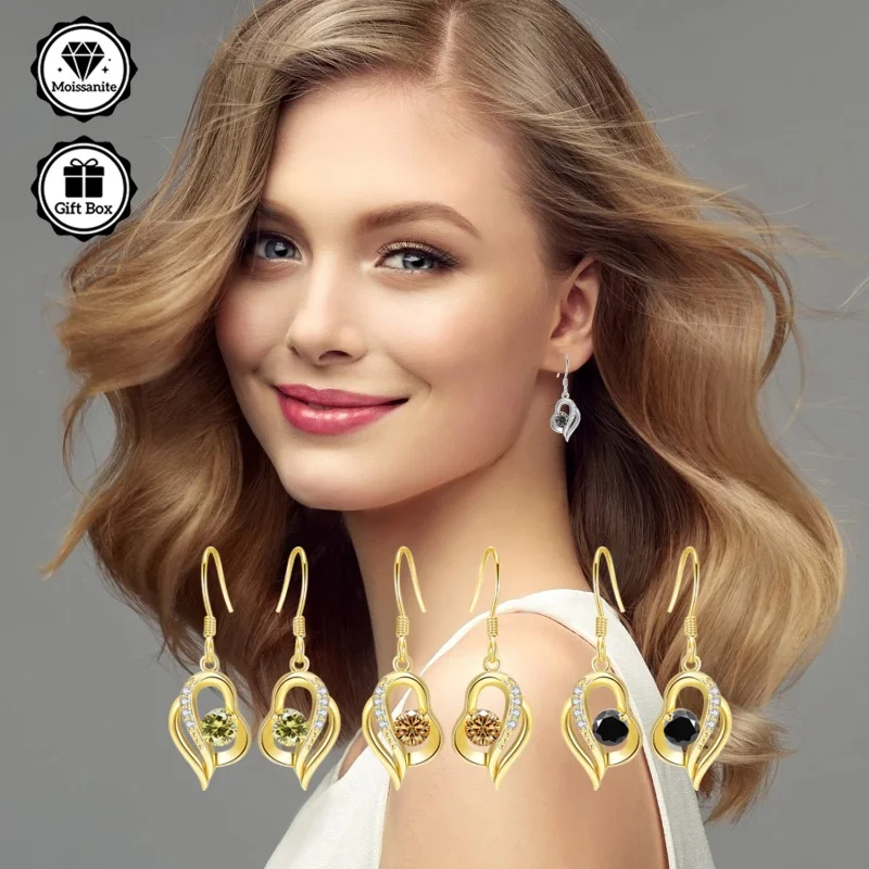 

LAMVOICE jewelry for women/earrings with 1 carat moissanite Hypoallergenic hook christmas gift for high quality jewelry