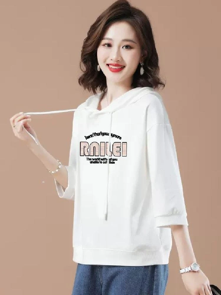 

New Cotton Hoodie Women's Spring Autumn Thin Svel Loose Large Size Top Quali Comfortable Casual Streetwear Sle