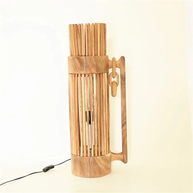 Lámpara de pie artesanal de nogal hecha a mano, lámpara decorativa para cama y desayuno, cafetería, hotel