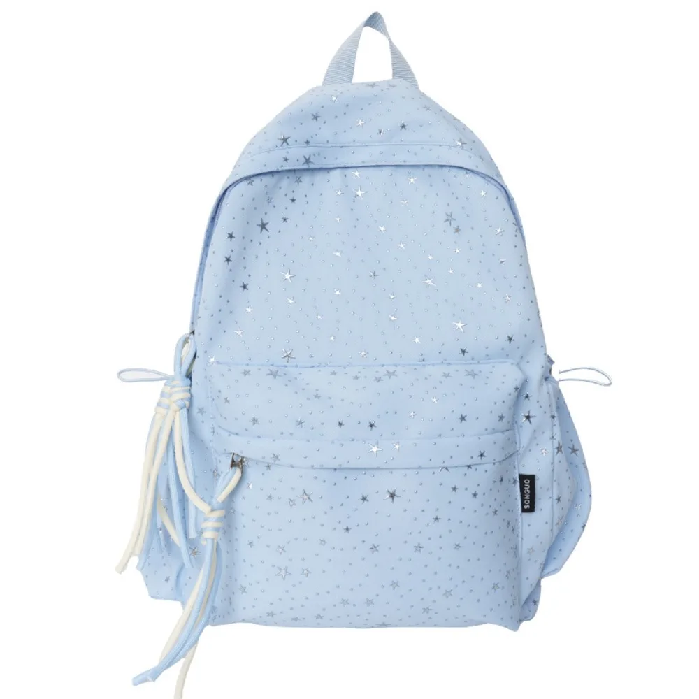 Oxford Cloth Star Backpack Large Capacity Solid Color Student School Bag Korean Style Multi-pockets Travel Rucksack Students