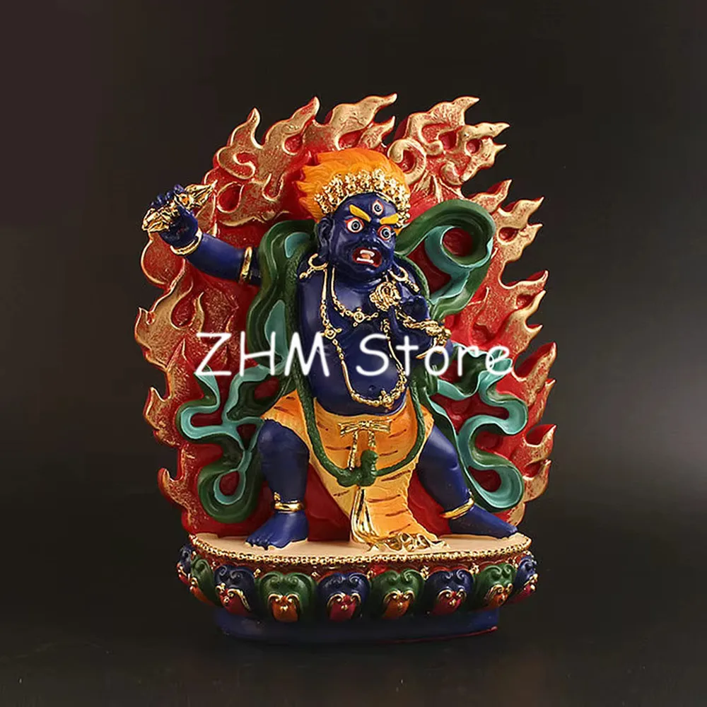 Big 20cm Vajrapani Bodhisattva Buddha Statues Tantric Buddhism Hand-painted Statues of The Mountain God Buddha Figurine