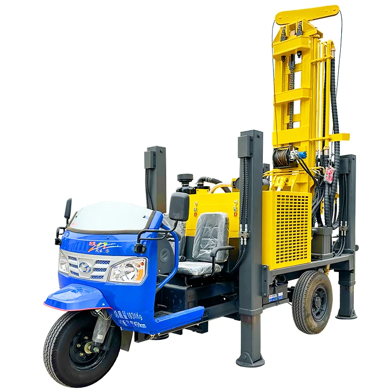 

Customized Three-wheels Hydraulic Well Drilling Machine 100m 200m Pneumatic Borehole Rig with Diesel Engine Core Pump Component
