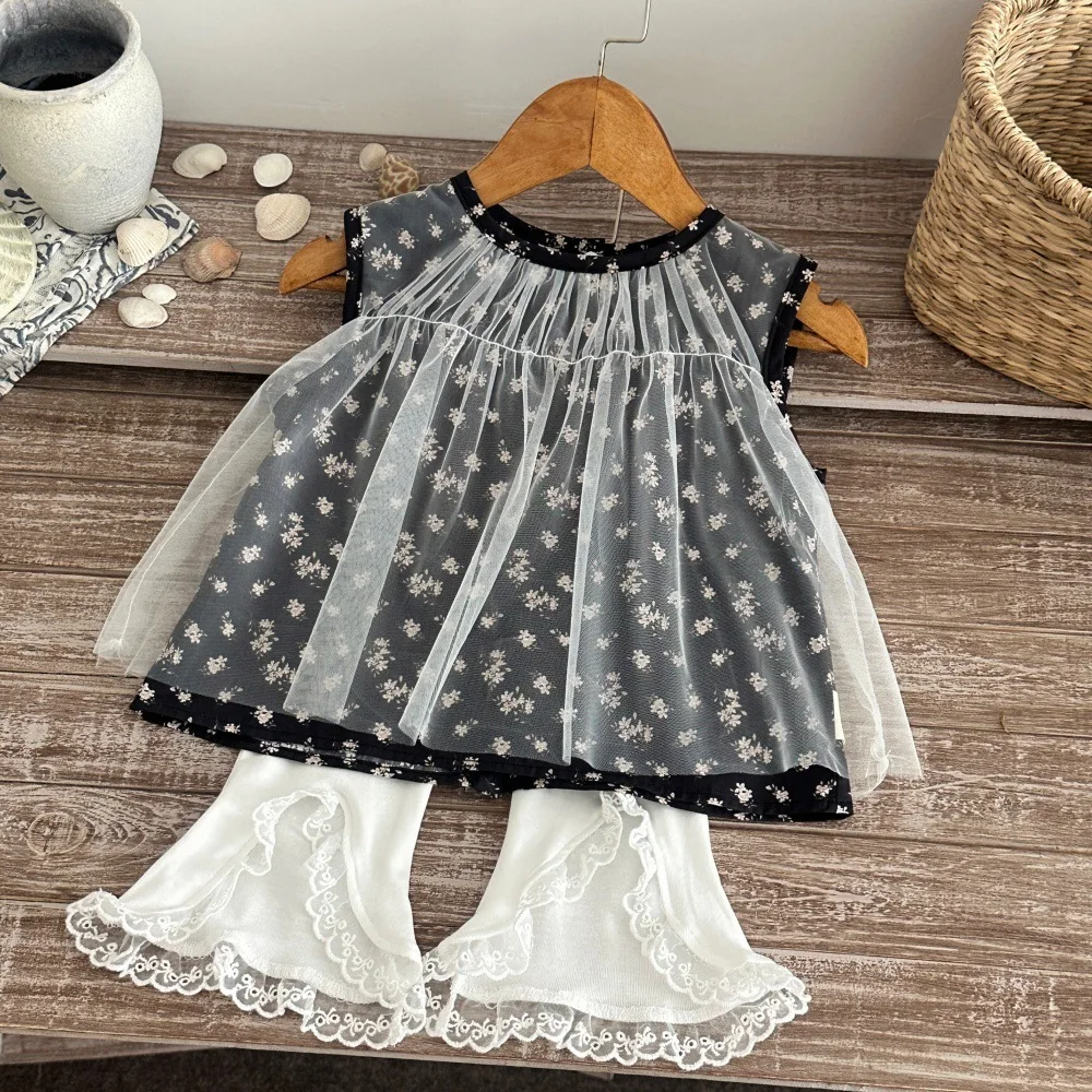 MILANCEL New Summer Baby T-shirt 6-24M Sweet Full Print Flowers Toddler Girls Tee Mesh Ventilate Infant Clothes