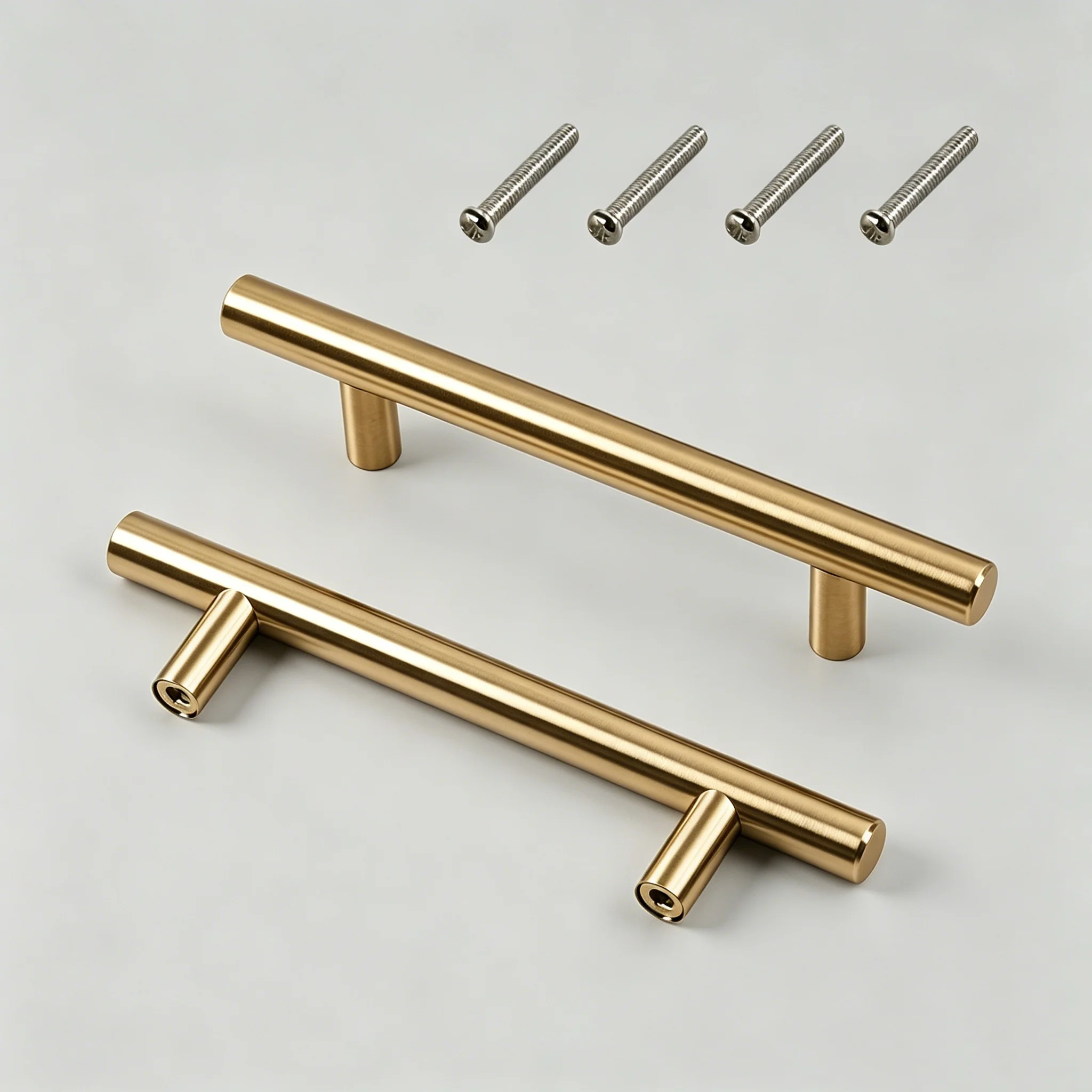 2Pcs Gold/Silver Stainless Steel Handles, with Screws Included, Suitable for Wardrobes and Cabinets. Easy to Install.