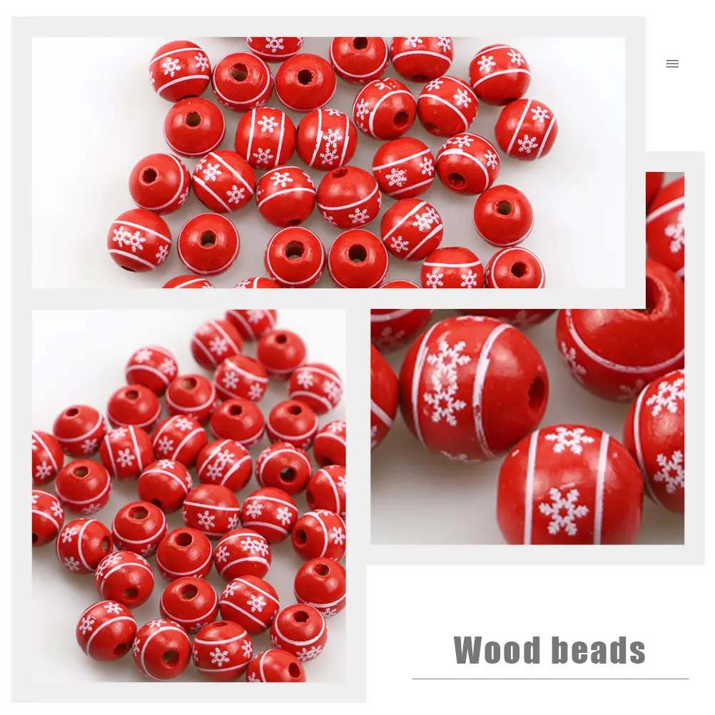 50Pcs Solid Wood Beads DIY Jewelry Craft Supplies Round Smooth Surface Beads for Bracelets Necklaces Garland Loose Bead Charm