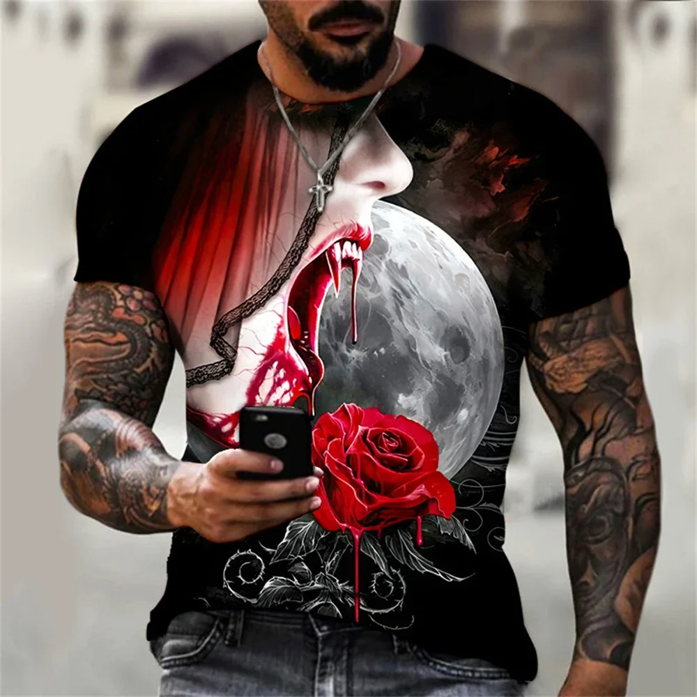 2025 Summer Men's T-shirt 3D Graphic Shiny Pink Print Retro T-shirt Men's T-shirt Casual Short-sleeved Round-neck Streetwear