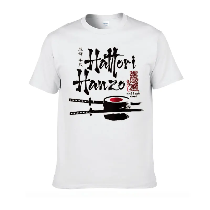 Summer Men's Hattori Hanzo Printed T-Shirt 100% Cotton Oversized Ninja Graphic Tees for Women Tops Samurai Streetwear
