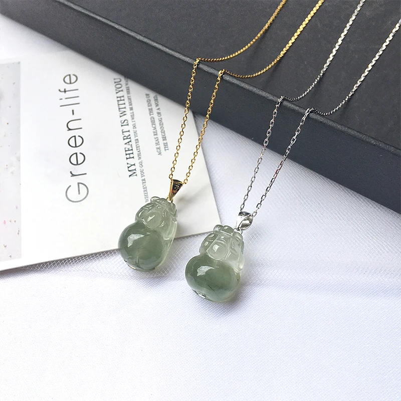 

Natural Green Rutilated Quartz Pixiu Brave Troops Charms Pendant Necklace Lucky Classic Pendant Charms For Jewelry Women Gift